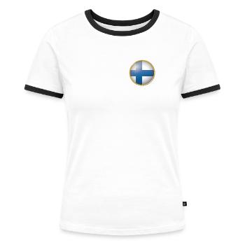 Finnland Emblem - Frauen Kontrast-T-Shirt - Weiß/Schwarz - Vorne - Selfina (174cm)