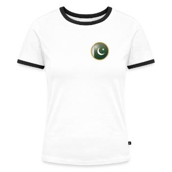 Pakistan Emblem - Frauen Kontrast-T-Shirt - Weiß/Schwarz - Vorne - Selfina (174cm)