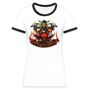 Motorcyclists - Women's Ringer T-Shirt - white/black - Front - Selfina (174cm)