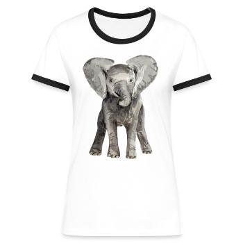 Elefant Baby - Frauen Kontrast-T-Shirt - Weiß/Schwarz - Vorne - Selfina (174cm)