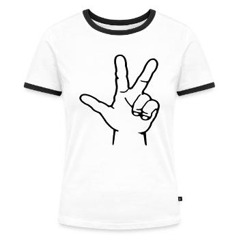 3finger - Frauen Kontrast-T-Shirt - Weiß/Schwarz - Vorne - Selfina (174cm)
