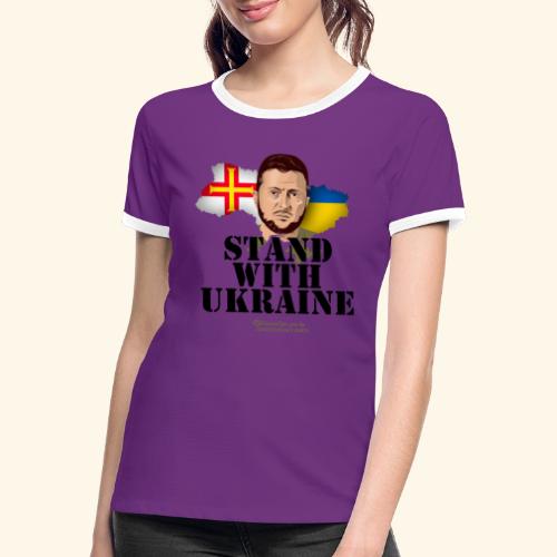 Ukraine Unterstützer Merch Insel Guernsey - Frauen Kontrast-T-Shirt