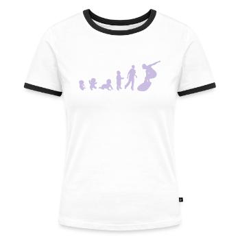 Evolution Mensch mann sport strand - Frauen Kontrast-T-Shirt - Weiß/Schwarz - Vorne - Selfina (174cm)