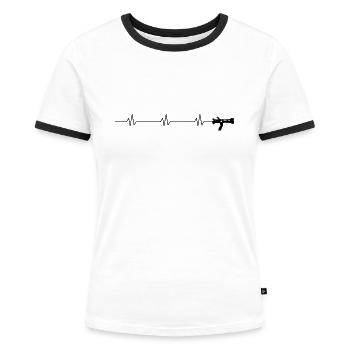Tuyau à jet creux de pompiers à ligne d’impulsion - T-shirt contrasté Femme - blanc/noir - Devant - Selfina (174cm)