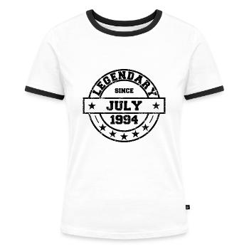 Legendary since July 1994 - Birthday - Women's Ringer T-Shirt - white/black - Front - Selfina (174cm)