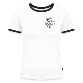 Mutterliebe Kuh - Frauen Kontrast-T-Shirt - Weiß/Schwarz - Vorne - Selfina (174cm)