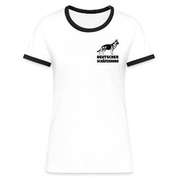 Deutscher Schäferhund gerader Rücken - Frauen Kontrast-T-Shirt - Weiß/Schwarz - Vorne - Selfina (174cm)