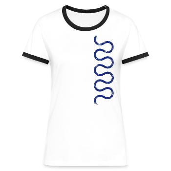 Ornament Ribbon - Women's Ringer T-Shirt - white/black - Front - Selfina (174cm)