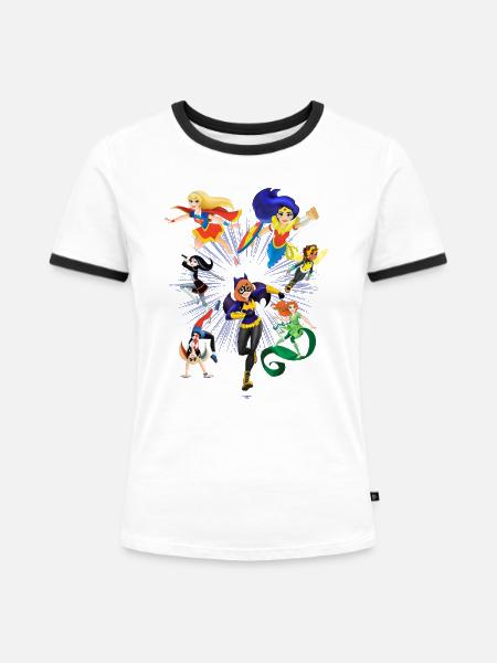DC Super Hero Girls Heroines Ready To Fight - Dame kontrast-T-shirt - hvid/sort