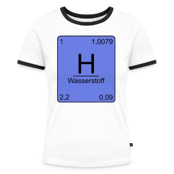 Wasserstoff, Periodensystem, Chemie, Physik - Frauen Kontrast-T-Shirt - Weiß/Schwarz - Vorne - Selfina (174cm)