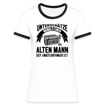 Amateurfunk Funk CD Ham Radio Operator CB Funker - Frauen Kontrast-T-Shirt - Weiß/Schwarz - Vorne - Selfina (174cm)