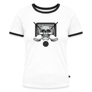 Floorball Floor Hockey Unihockey. - T-shirt contrasté Femme - blanc/noir - Devant - Selfina (174cm)