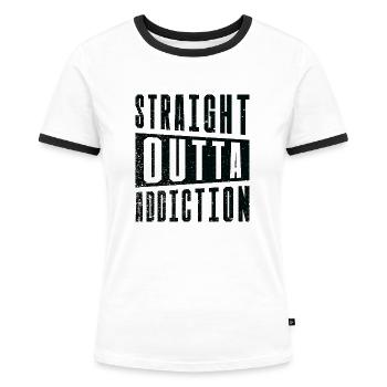 Suchtkranke Genesungskrieger Patienten mit - Frauen Kontrast-T-Shirt - Weiß/Schwarz - Vorne - Selfina (174cm)
