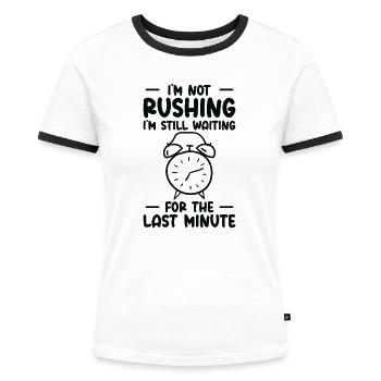 Prokrastinierender Wecker Prokrastinator Arbeit - Frauen Kontrast-T-Shirt - Weiß/Schwarz - Vorne - Selfina (174cm)