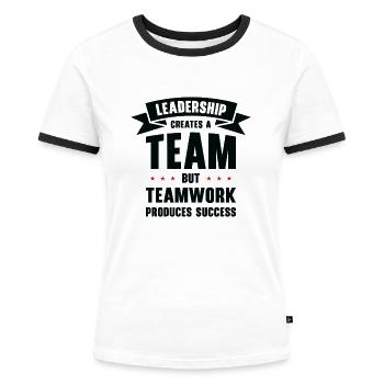 Boss Leadership Teamwork Success Office Work - Women's Ringer T-Shirt - white/black - Front - Selfina (174cm)