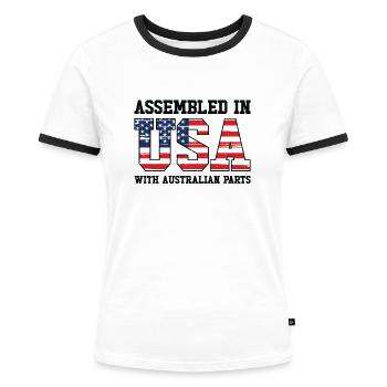 Born Australian Australia American USA Citizenship - Women's Ringer T-Shirt - white/black - Front - Selfina (174cm)