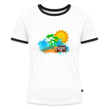Travel - Women's Ringer T-Shirt - white/black - Front - Selfina (174cm)