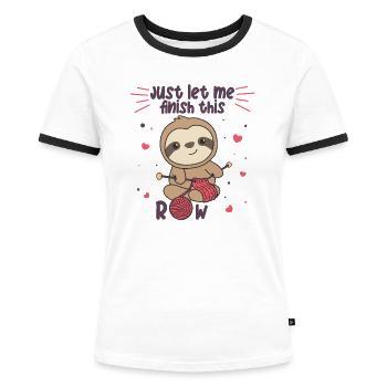 Faultier strickt für jeden Strick und häkel Freund - Frauen Kontrast-T-Shirt - Weiß/Schwarz - Vorne - Selfina (174cm)
