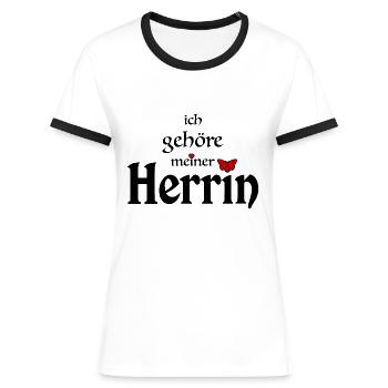 Herrin Domina Sklave Spruch - Frauen Kontrast-T-Shirt - Weiß/Schwarz - Vorne - Selfina (174cm)