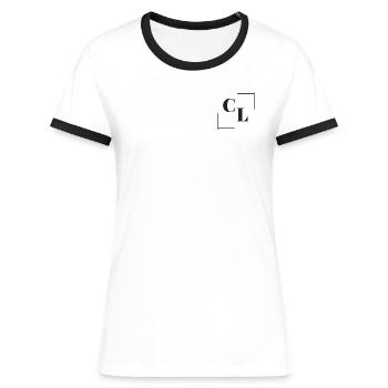 Logo CL 500x500 1 - Frauen Kontrast-T-Shirt - Weiß/Schwarz - Vorne - Selfina (174cm)