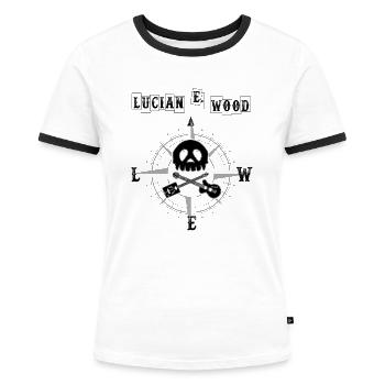 Lucian E. Wood White - T-shirt contrasté Femme - blanc/noir - Devant - Selfina (174cm)