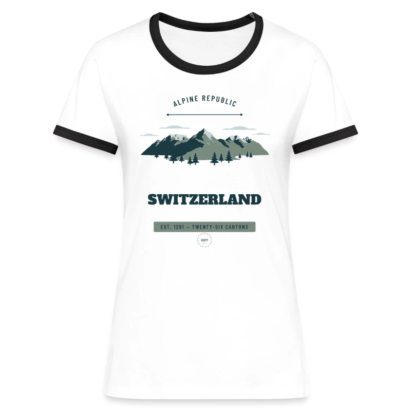 Switzerland-mærke på en women's ringer t-shirt