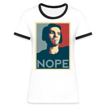 NOPE USA - T-shirt contrasté Femme - blanc/noir - Devant - Selfina (174cm)