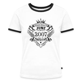 anniversaire Juin 2007 Juin anniversaire 2007 - T-shirt contrasté Femme - blanc/noir - Devant - Selfina (174cm)