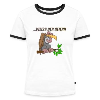Weiss der Geier - Frauen Kontrast-T-Shirt - Weiß/Schwarz - Vorne - Selfina (174cm)