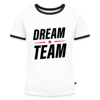 Dream Team - Women's Ringer T-Shirt - white/black - Front - Selfina (174cm)