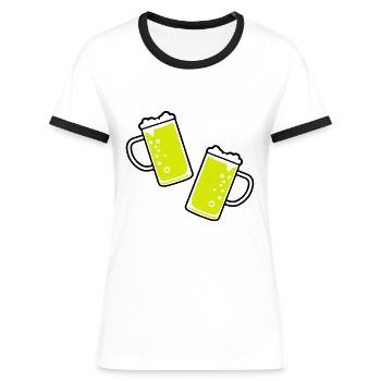 Verre à bière bière chope à bière - T-shirt contrasté Femme - blanc/noir - Devant - Selfina (174cm)