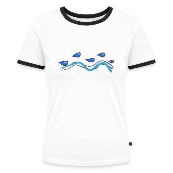 line drops water symbol lines - Women's Ringer T-Shirt - white/black - Front - Selfina (174cm)
