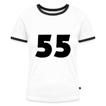 55 number - Women's Ringer T-Shirt - white/black - Front - Selfina (174cm)