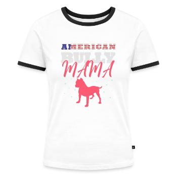 american bully, american bully Bully, Pitbull, - Frauen Kontrast-T-Shirt - Weiß/Schwarz - Vorne - Selfina (174cm)