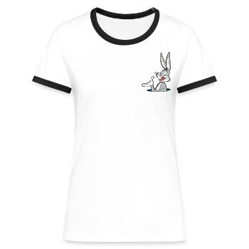 Looney Tunes Bugs Bunny Tasche - Frauen Kontrast-T-Shirt - Weiß/Schwarz - Vorne - Selfina (174cm)