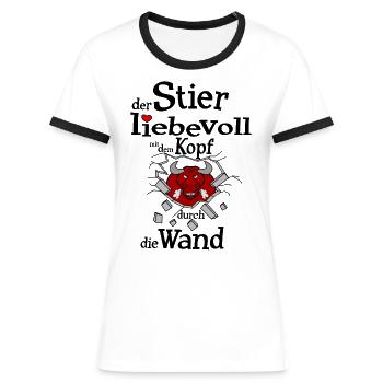 Sternzeichen Stier - Frauen Kontrast-T-Shirt - Weiß/Schwarz - Vorne - Selfina (174cm)