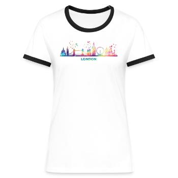 Londoner Skyline London - Frauen Kontrast-T-Shirt - Weiß/Schwarz - Vorne - Selfina (174cm)