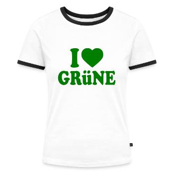 j'adore les verts - T-shirt contrasté Femme - blanc/noir - Devant - Selfina (174cm)