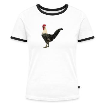 Be Yourself – Campine Chicken - Women's Ringer T-Shirt - white/black - Front - Selfina (174cm)