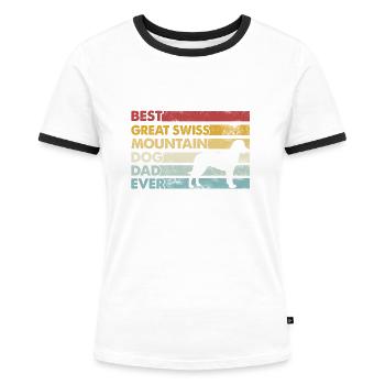 Meilleur père de tous les temps - Grande montagne suisse - T-shirt contrasté Femme - blanc/noir - Devant - Selfina (174cm)