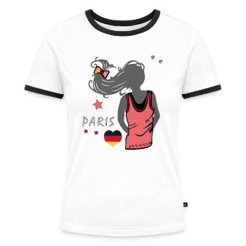 Fussball Deutschland - Frauen Kontrast-T-Shirt - Weiß/Schwarz - Vorne - Selfina (174cm)