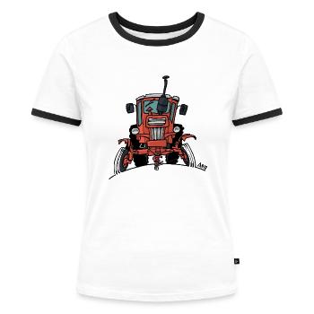512 Alter roter Traktor - Frauen Kontrast-T-Shirt - Weiß/Schwarz - Vorne - Selfina (174cm)