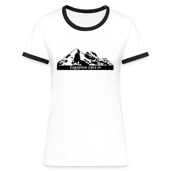 Zugspitze 2962 - Frauen Kontrast-T-Shirt - Weiß/Schwarz - Vorne - Selfina (174cm)
