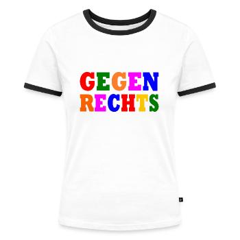 Gegen rechts - Frauen Kontrast-T-Shirt - Weiß/Schwarz - Vorne - Selfina (174cm)