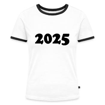 2025 - Frauen Kontrast-T-Shirt - Weiß/Schwarz - Vorne - Selfina (174cm)