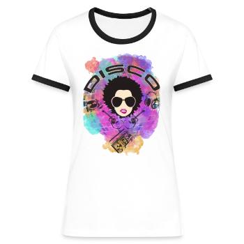 Disco - Frauen Kontrast-T-Shirt - Weiß/Schwarz - Vorne - Selfina (174cm)