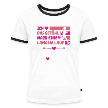 FRAUEN LAUFEN JOGGEN LÄUFERIN JOGGERIN - Frauen Kontrast-T-Shirt - Weiß/Schwarz - Vorne - Selfina (174cm)