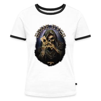 Alchemy England Reaper's Ace - Women's Ringer T-Shirt - white/black - Front - Selfina (174cm)