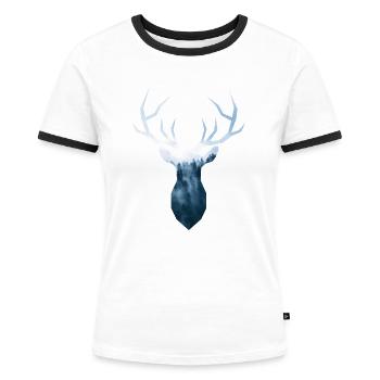 brouillard Hirsch - T-shirt contrasté Femme - blanc/noir - Devant - Selfina (174cm)