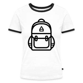 Rucksack - Frauen Kontrast-T-Shirt - Weiß/Schwarz - Vorne - Selfina (174cm)